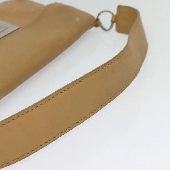 CHANEL Choco Bar Shoulder Bag Lamb Skin Beige Silver CC Auth PP570 - Picture 8 of 15